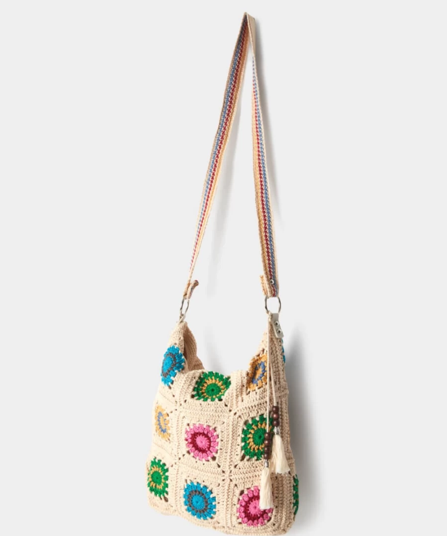 Joe Browns Women's Cream Multi Sunset Breeze Crochet Handbag - Boho Beach Tote