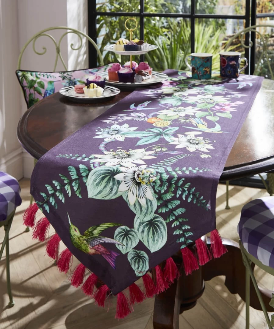 Joe Browns Neon Botanicals Multi-Color Floral Table Runner for Modern Dining Decor