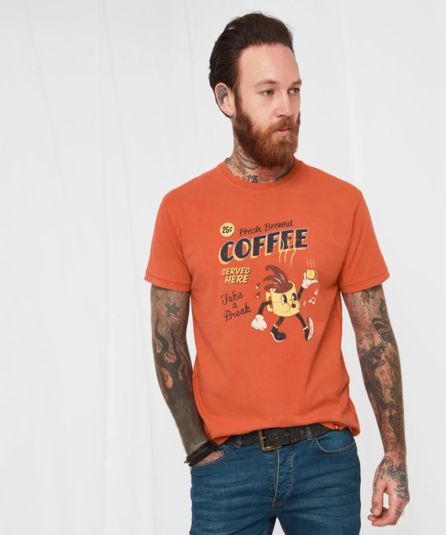 Joe Browns Men's Break Time Tee in Coffee - Casual Comfort T-Shirt
