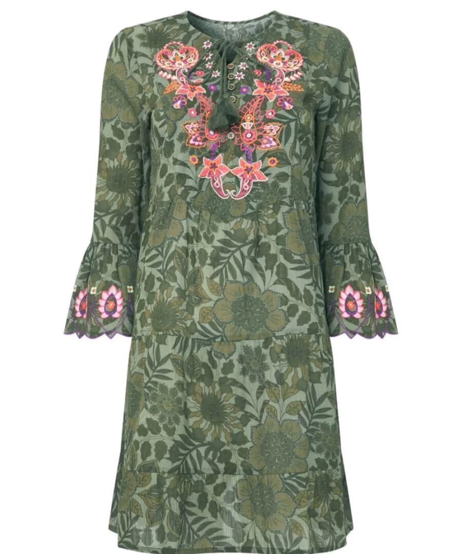 Joe Browns Women's Green Embroidered Tunic - Elegant Boho Chic Top