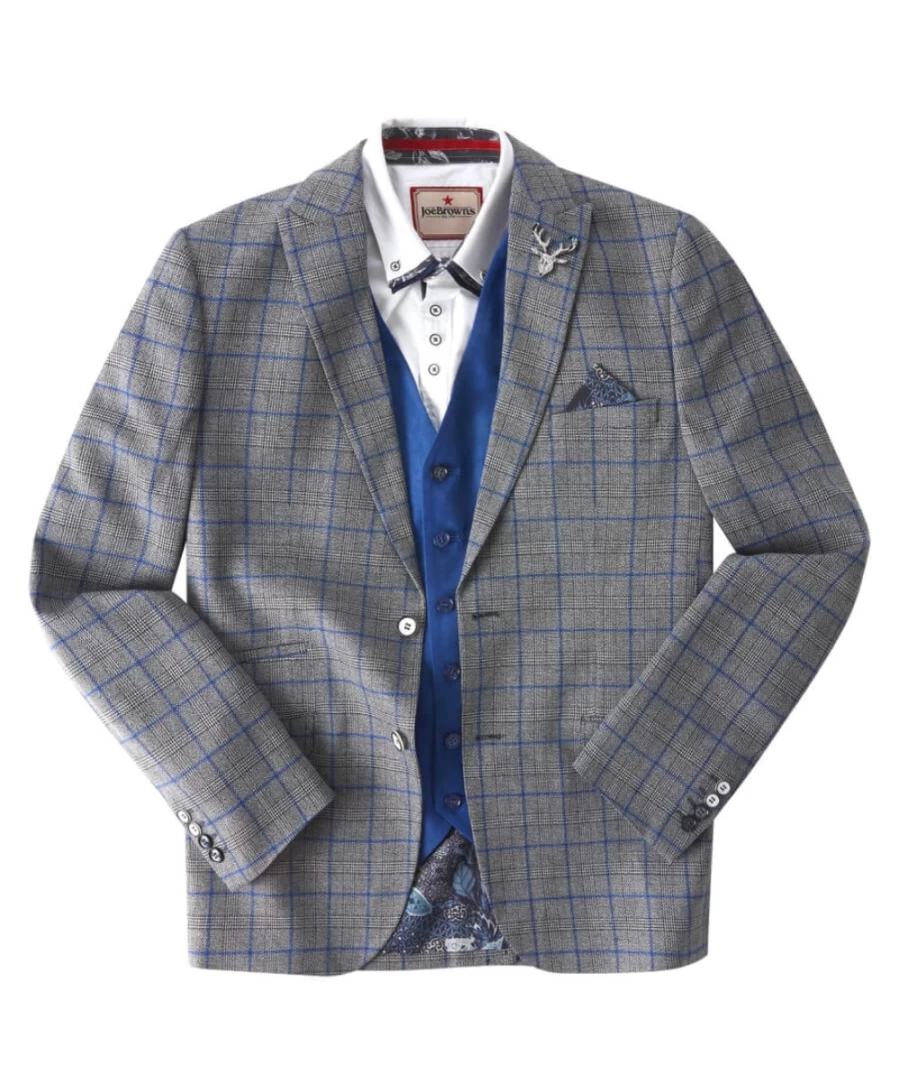 Joe Browns Grey Check Blazer for Men - Stylish & Charming Menswear