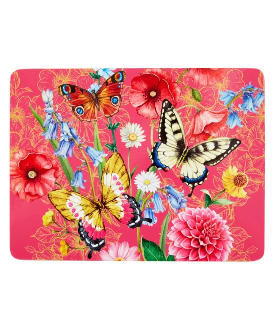 Joe Browns Set Of 4 Multi-Colored Butterfly Design Placemats For Dining Table Decor