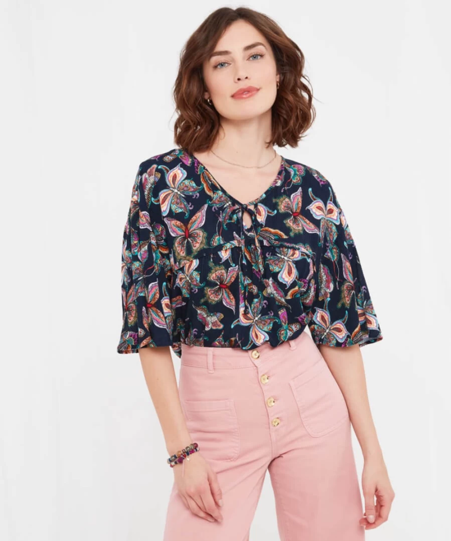 Joe Browns Women's Beautiful Butterflies Top in Multi Color - Floral Print Blouse