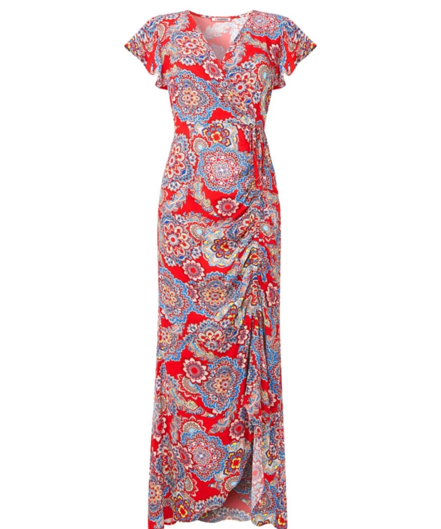 Joe Browns Women's Red Radiant Ruched Dress - Elegant Ruched Detail Party Dress