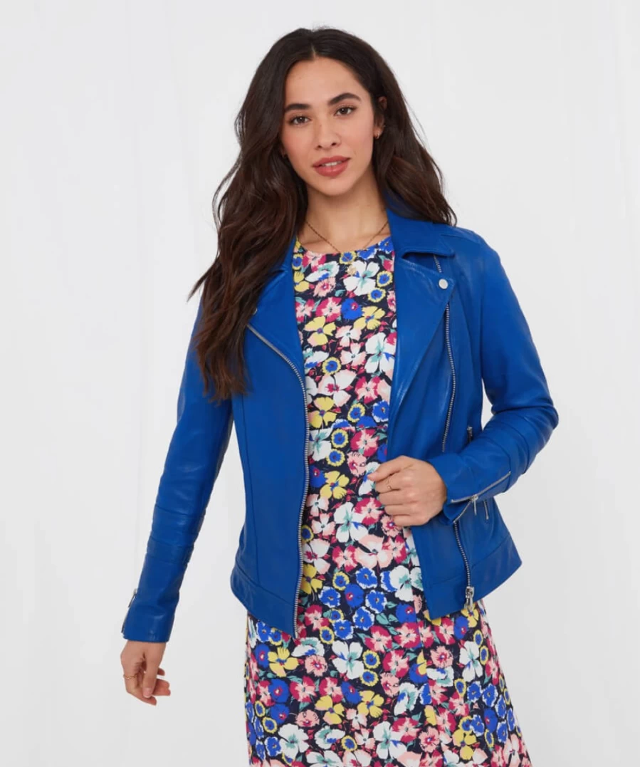 Joe Browns Women's Blue Cassie Leather Jacket – Stylish & Comfortable Outerwear