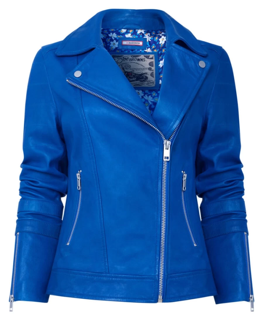 Joe Browns Women's Blue Cassie Leather Jacket – Stylish & Comfortable Outerwear