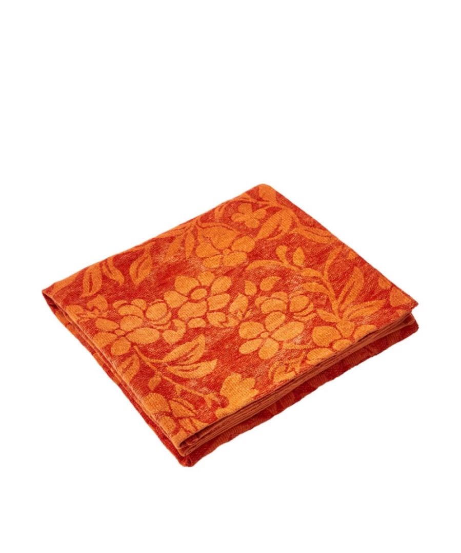 Joe Browns Orange Jacquard Floral Throw - Elegant Decorative Blanket for Home Decor
