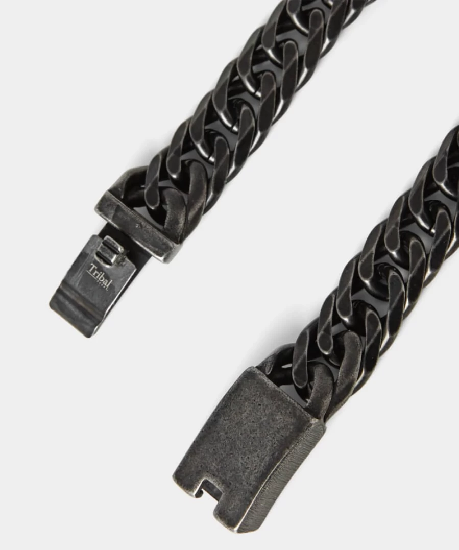 Joe Browns Gunmetal Heavy Duty Steel Bracelet for Men - Durable Mens Wristband