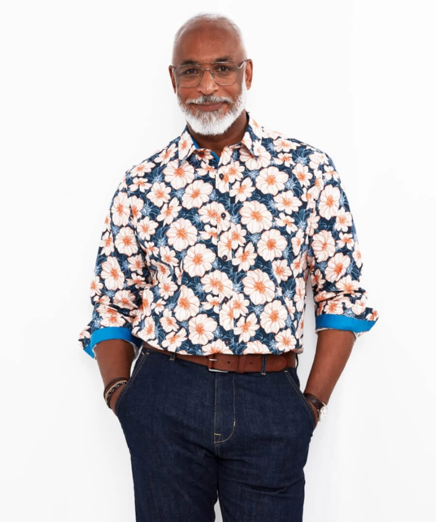 Joe Browns Men's Blue & Orange Summer Shirt - Lightweight & Stylish Embracing Summer Top