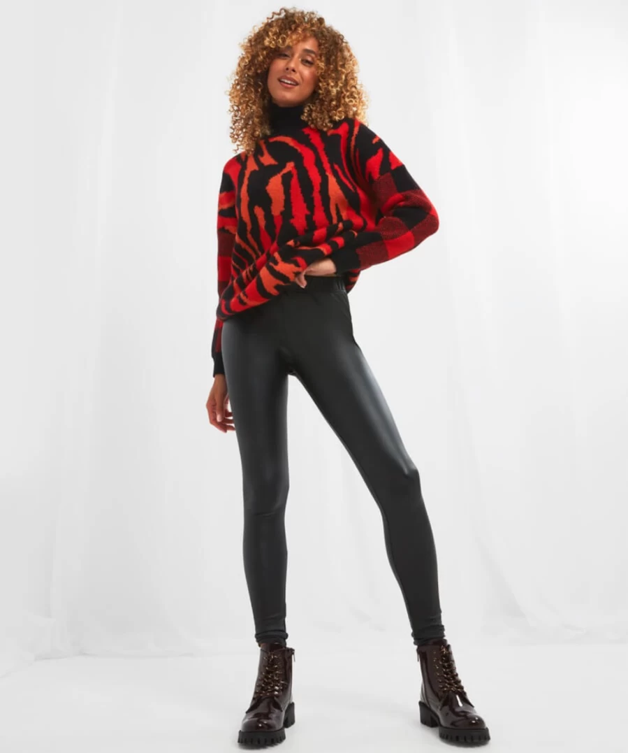 Joe Browns Women's Black Perfect Pu Leggings - High Waist Faux Leather Pants for Women
