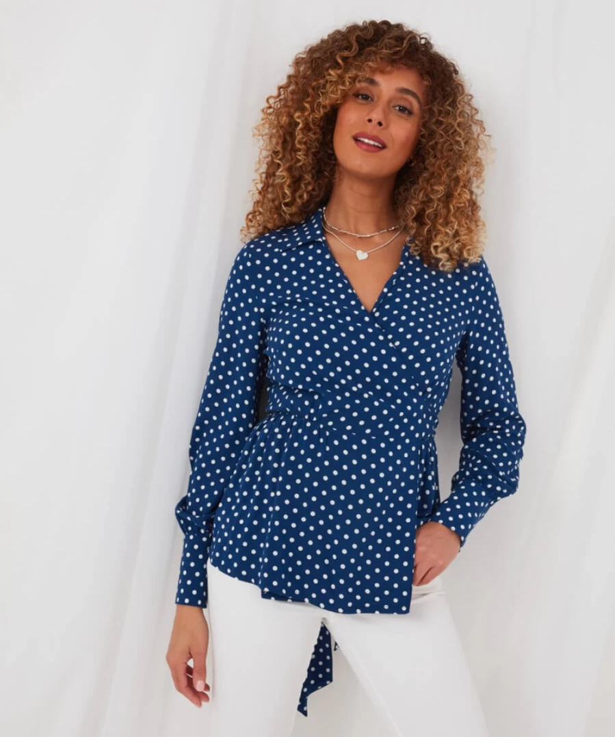 Joe Browns Women's Blue Sophisticated Spot Top - Elegant Feminine Blouse