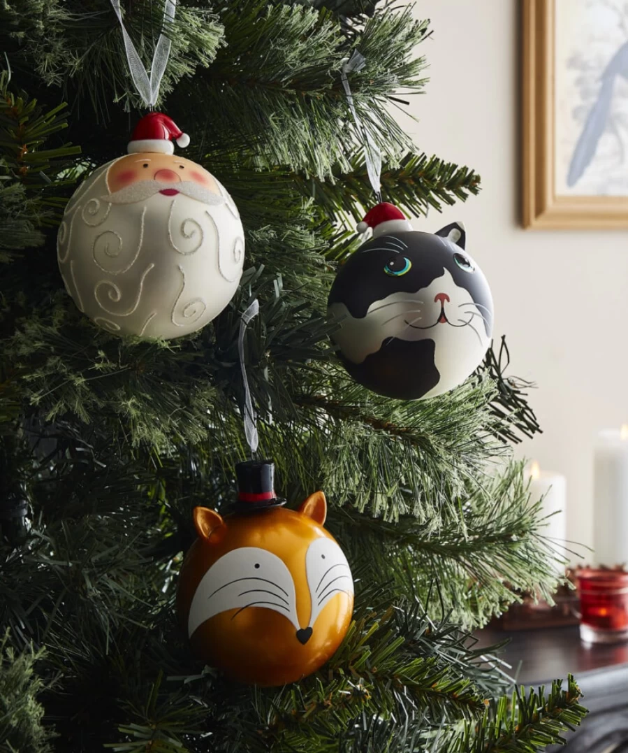 Joe Browns Set Of 3 Multi-Colored Novelty Christmas Tree Decorations For Festive Holiday Decor