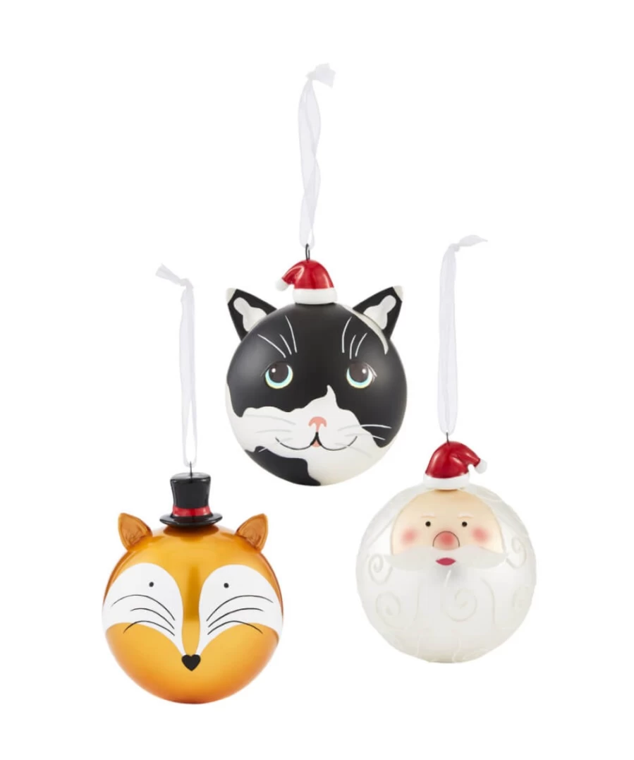 Joe Browns Set Of 3 Multi-Colored Novelty Christmas Tree Decorations For Festive Holiday Decor