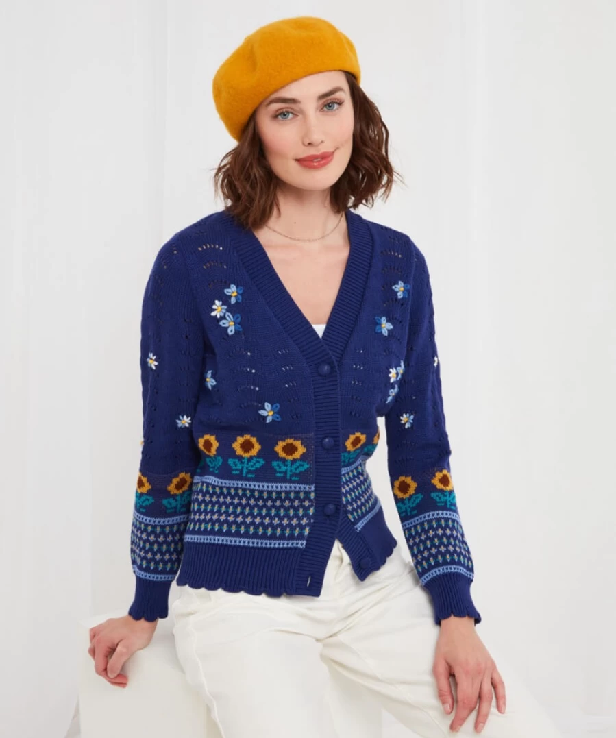 "Joe Browns Women's Blue Ray Of Sunshine Cardigan | Lightweight Knit Sweater"