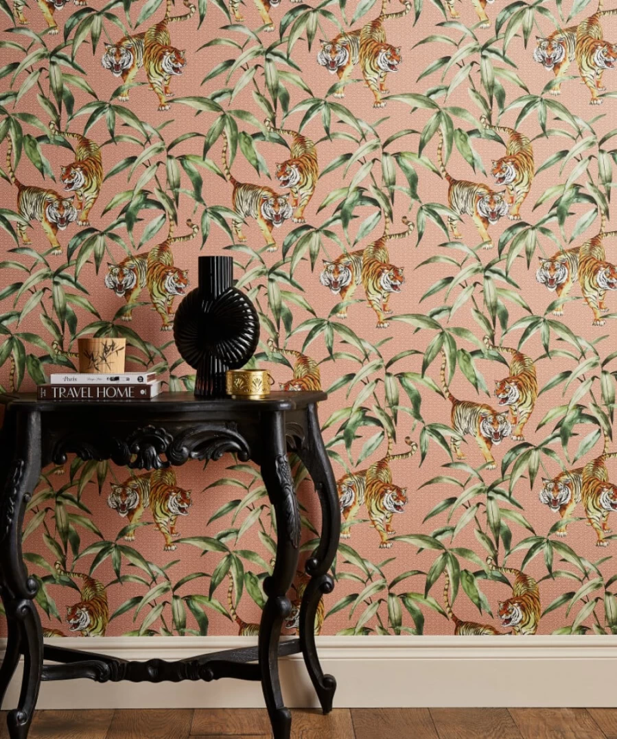 "Joe Browns Blush Terrific Tiger Wallpaper – Stripe Pattern Peel & Stick"