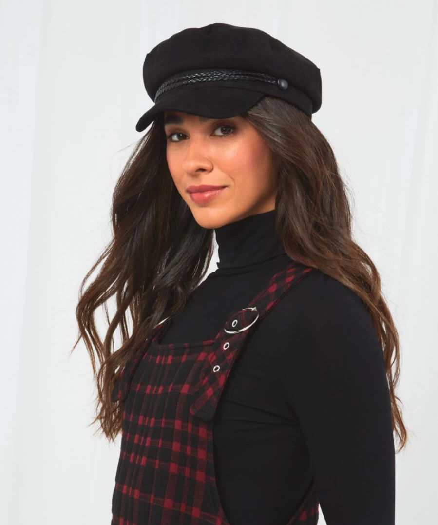 Joe Browns Women's Black Chelsea Row Peaked Hat - Stylish Wide Brim Wool Fedora