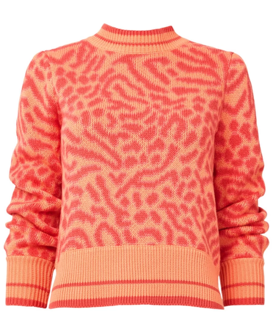 "Joe Browns Women's Orange Animal Print Jumper - Stylish Knit Sweater"