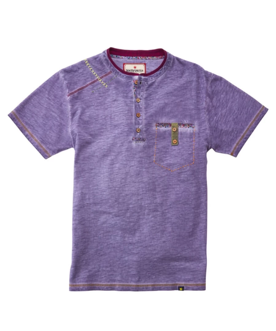 Joe Browns Men's Lilac Carefree Henley Shirt