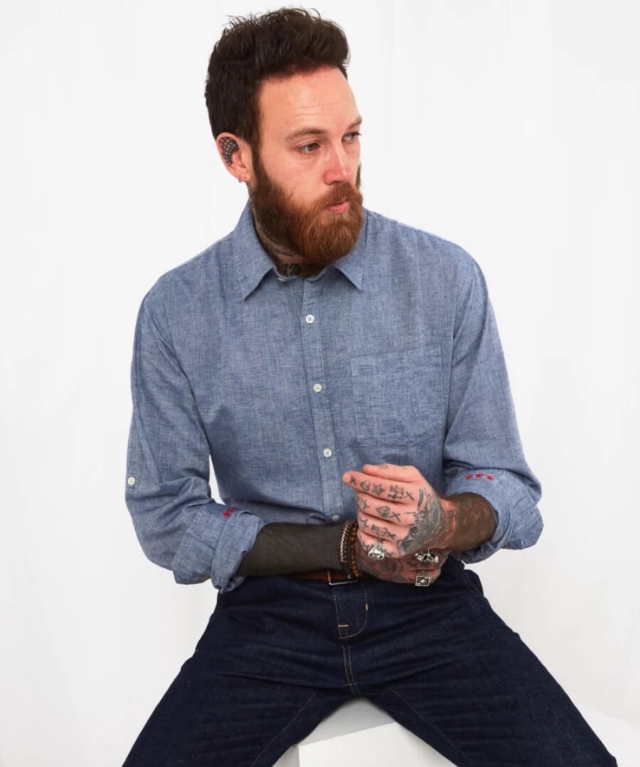 Joe Browns Men's Blue Linen Shirt - Versatile & Stylish Casual Wear