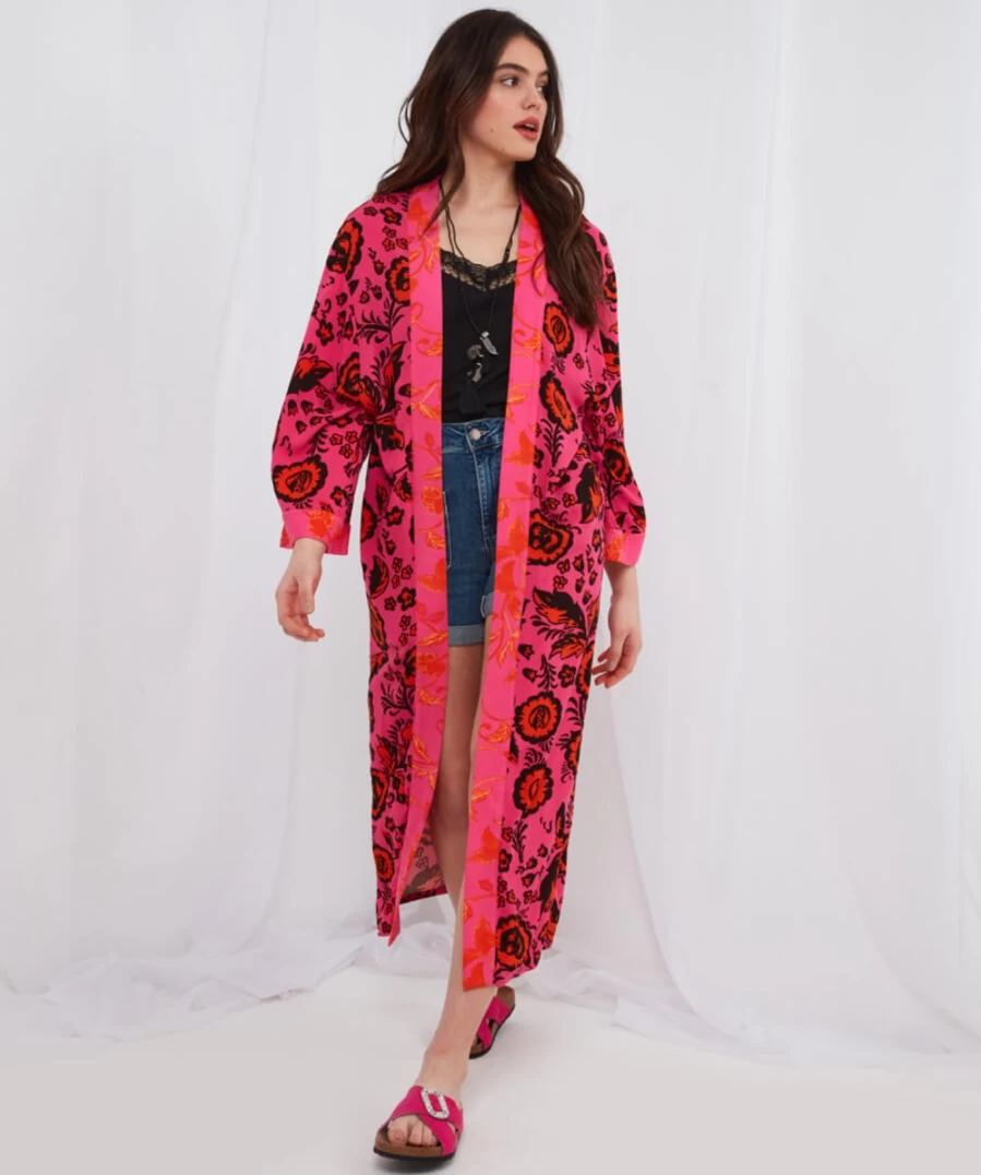 "Joe Browns Women's Pink Kimono - All The Brights Floral Printed Cover Up"