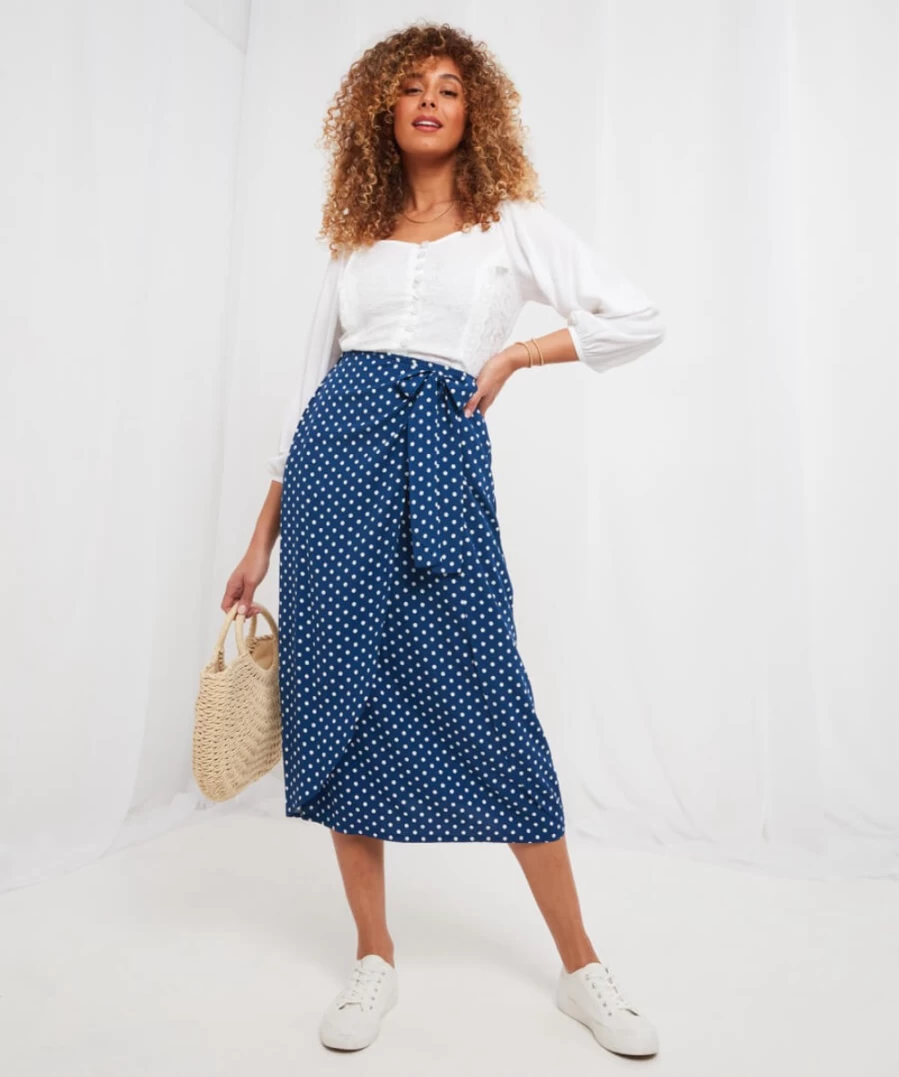 Joe Browns Women's Blue Spot Print Skirt - Trixie Floral Design Summer Casual Wear