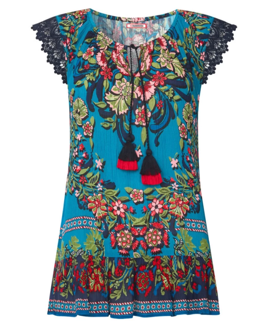 Joe Browns Women's Blue Boho Belle Top - Stylish Bohemian Blouse for Women