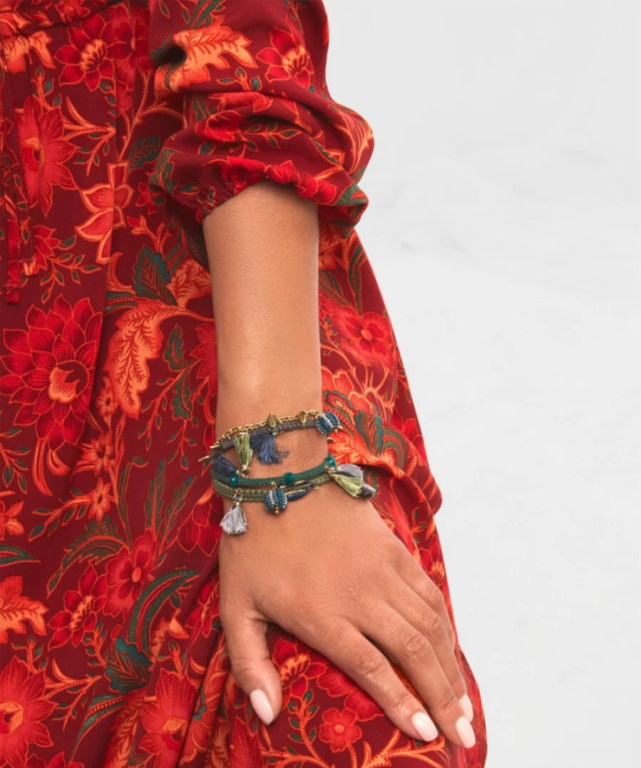 Joe Browns Women's Pretty Layered Tassel Bracelet in Blue Multi