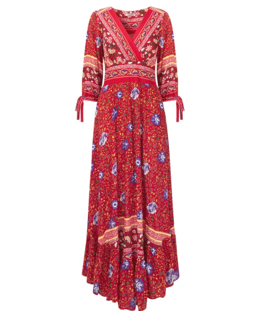 Joe Browns Women's Red Becca Boho Dress - Flowy Bohemian Style Summer Dress