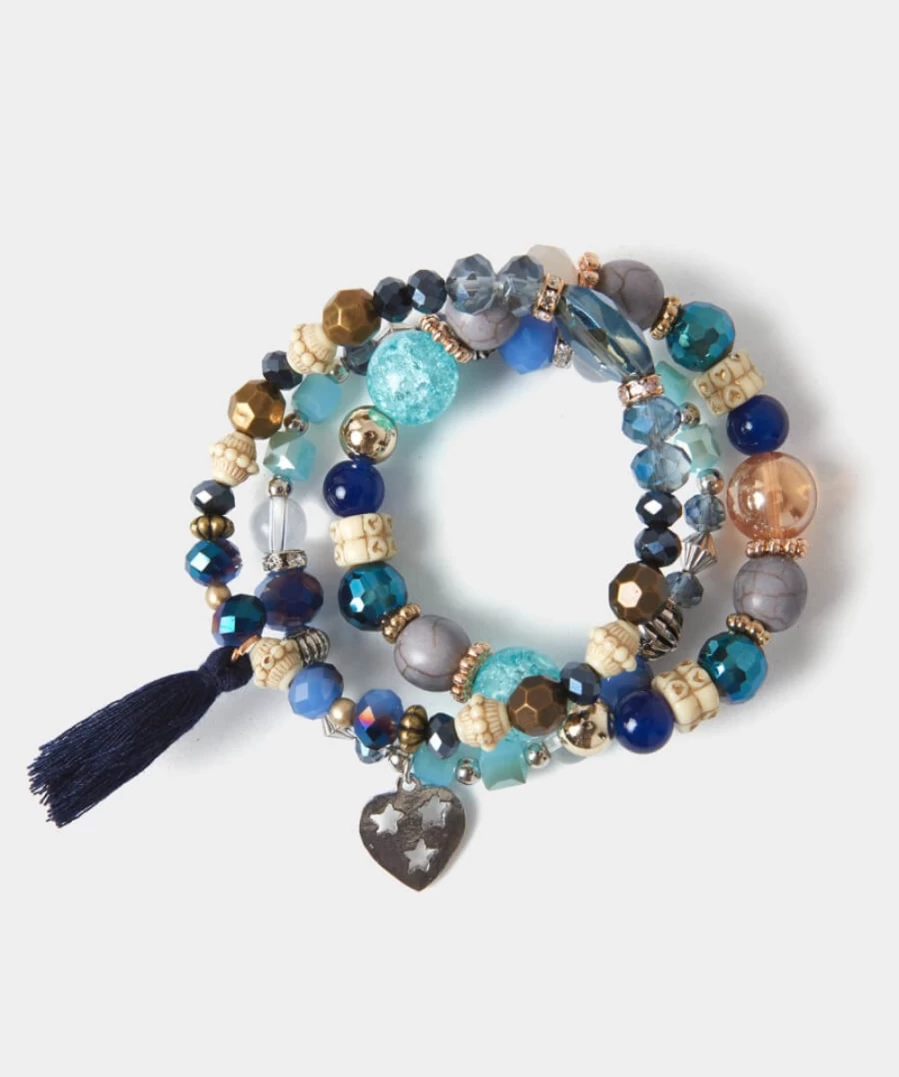 Joe Browns Women's Dark Blue Multi Ibiza Nights Bracelet - Bohemian Beaded Accessory