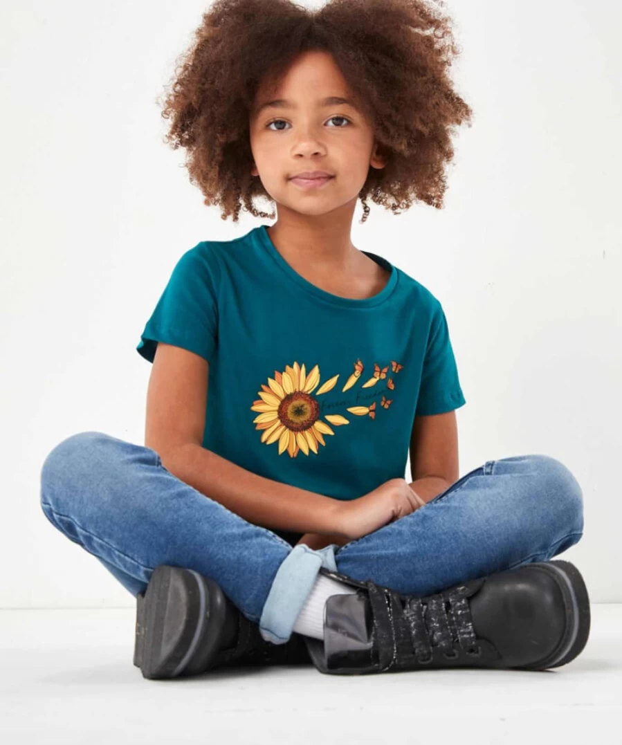Joe Browns Kids' Green Sunflower T-Shirt - Feeling Fabulous Tee
