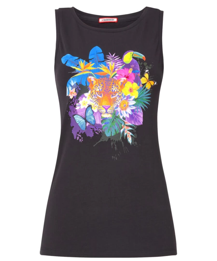 Joe Browns Women's Black Tropical Print Graphic Vest