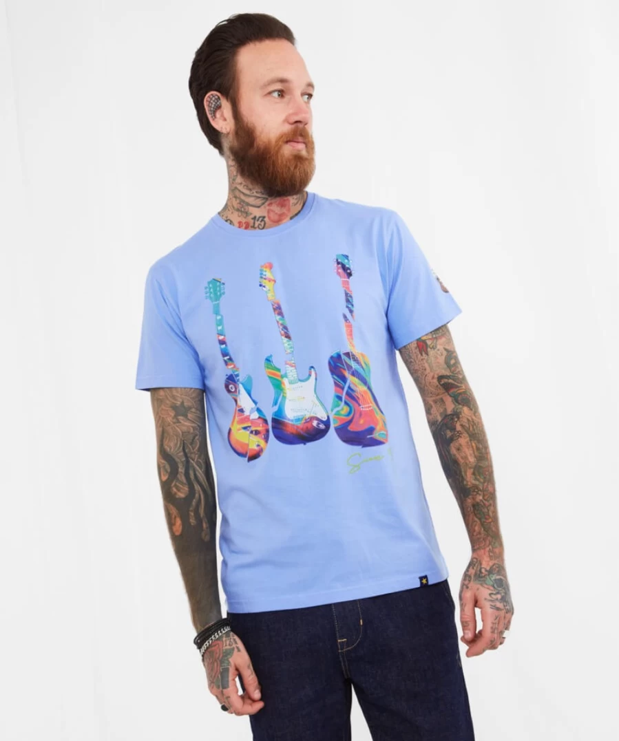 Joe Browns Men's Pale Blue Psychedelic Sounds Graphic T-Shirt