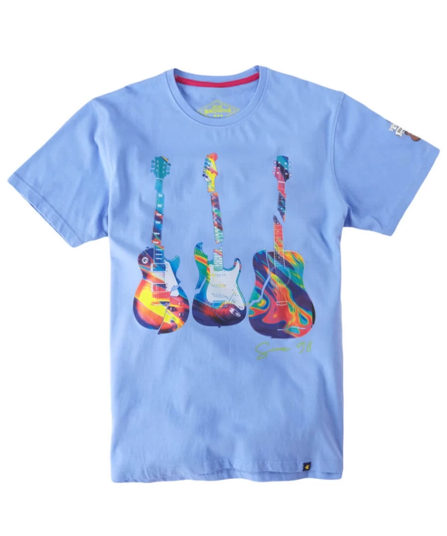 Joe Browns Men's Pale Blue Psychedelic Sounds Graphic T-Shirt