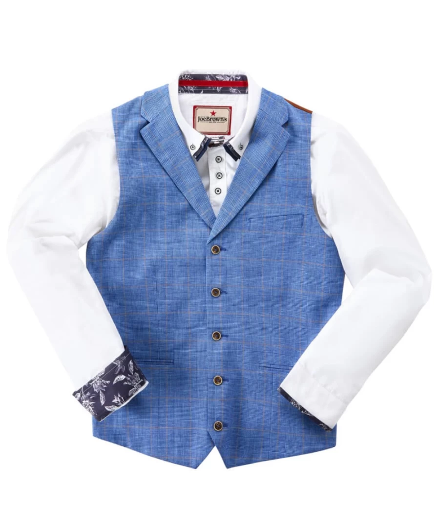 "Joe Browns Men's Blue Check Waistcoat – Stylish Sensational Design"