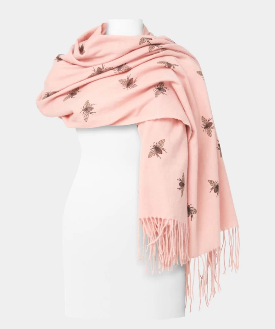 Joe Browns Women's Pale Pink Glitter Bee Pashmina Shawl