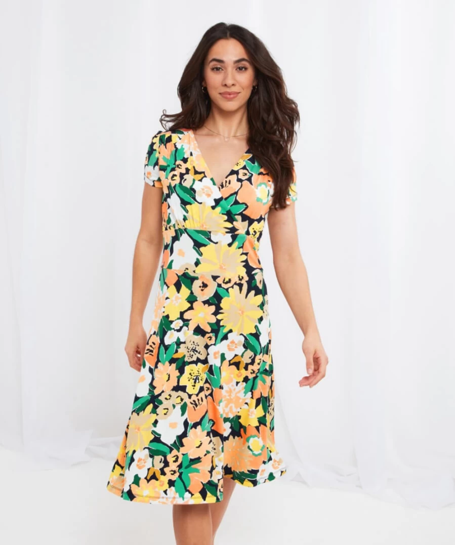 Joe Browns Women's Abstract Floral Print Jersey Dress in Multi Color
