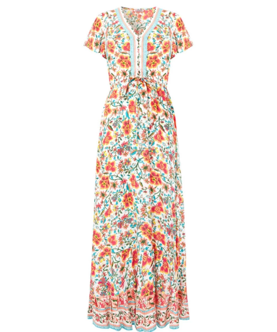 Joe Browns Women's Boho Belle Summer Dress - Multi Color Floral Bohemian Style