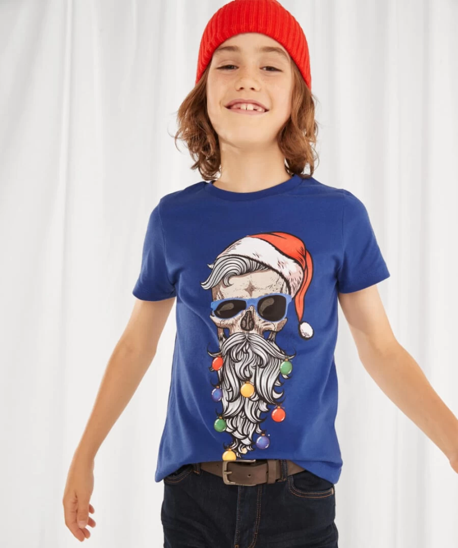 "Joe Browns Kids Blue Christmas Tee - Fun & Festive Holiday T-Shirt for Children"