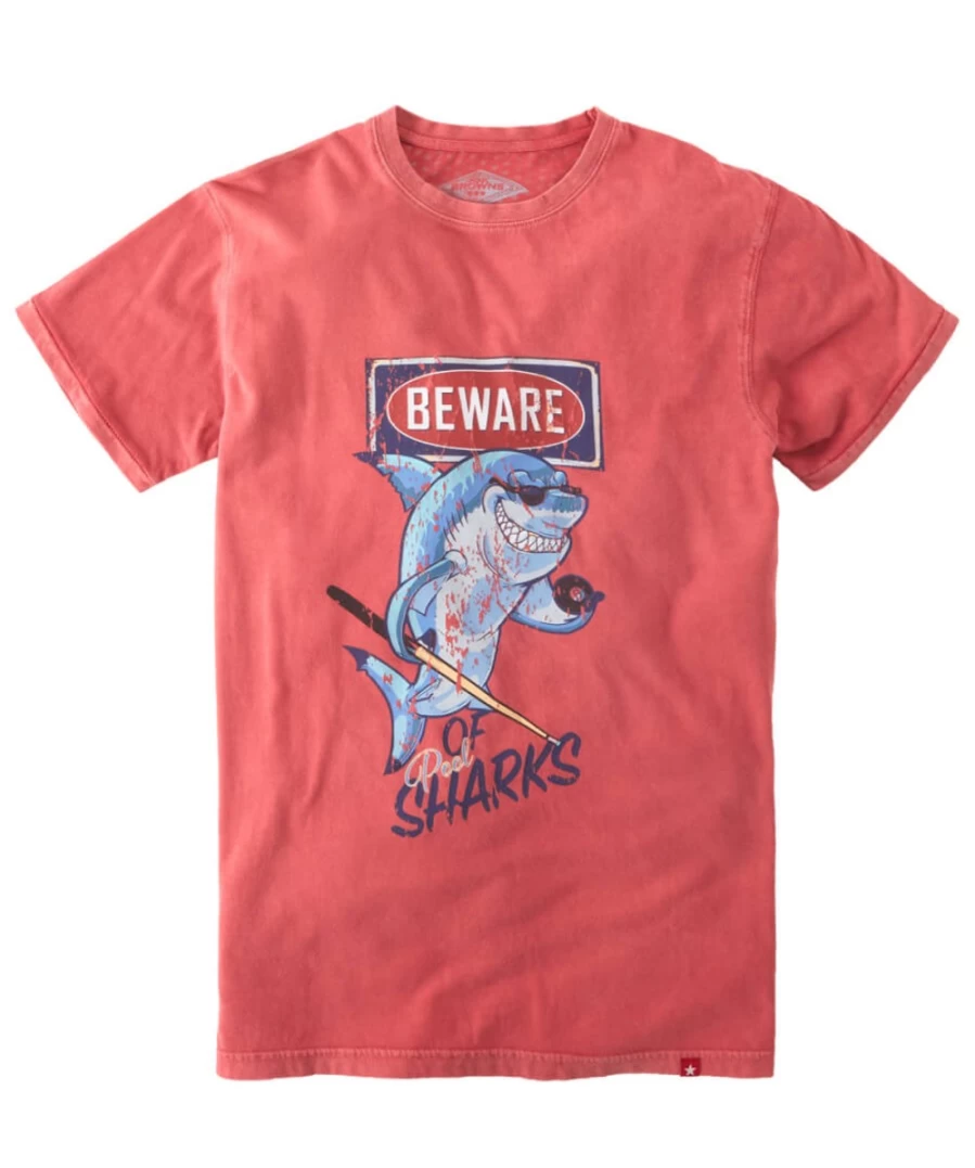 Joe Browns Men's Coral Pool Shark Graphic Tee - Stylish Casual T-Shirt