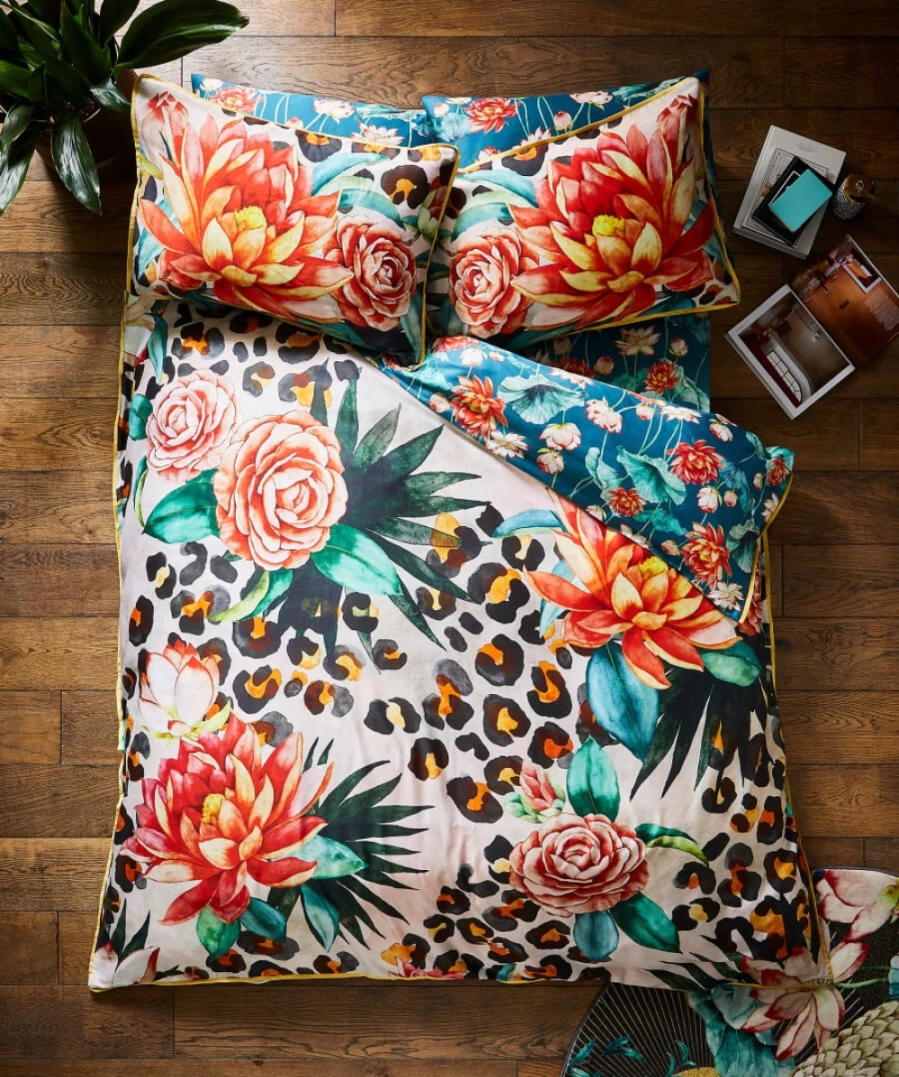Joe Browns Lavish Leopard Floral Reversible Duvet Cover Set - Multi Color Bold Print