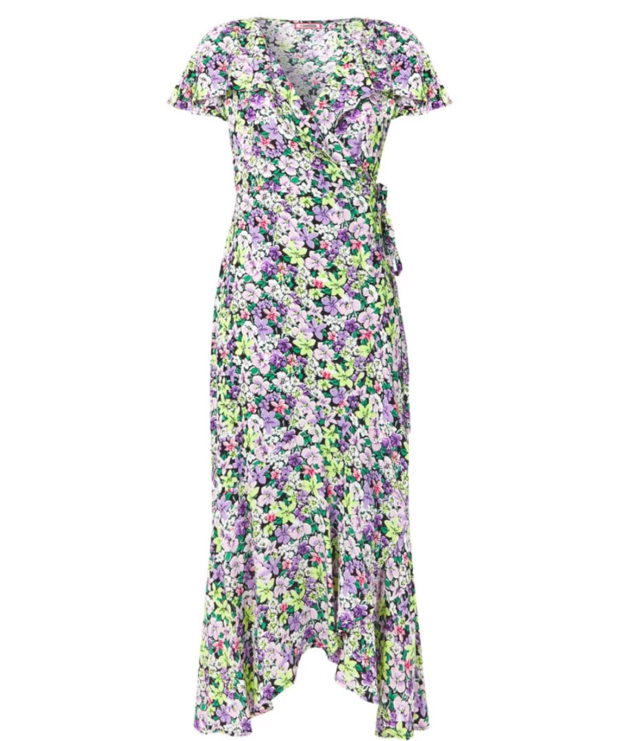 Joe Browns Women's Black Francesca Frill Dress - Elegant Floral Lace Design