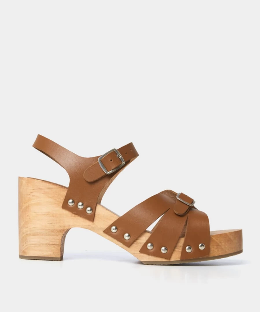 Joe Browns Women's Tan Leather Clog Shoes - Sollar Bay Comfortable Slip-Ons