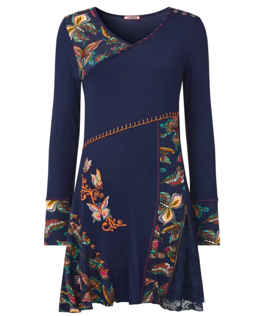 Joe Browns Women's Navy Butterfly Print Tunic - Elegant Floral Blouse
