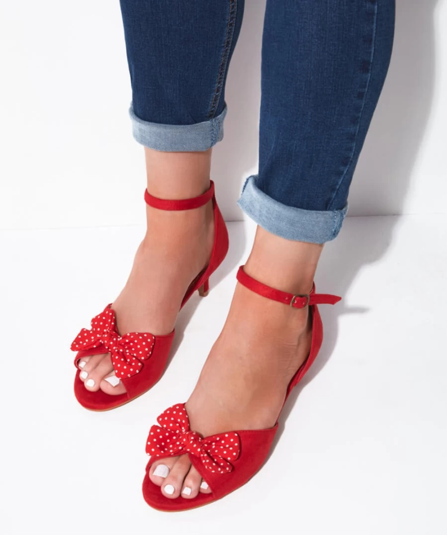 "Joe Browns Women's Red Showstopper Bow Trim Shoes – Elegant & Stylish Footwear"