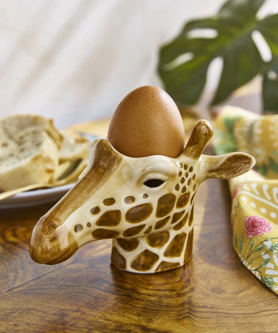 Joe Browns Multi-Colored Giraffe Egg Cup - Quail Ceramics Handcrafted Decorative Holder